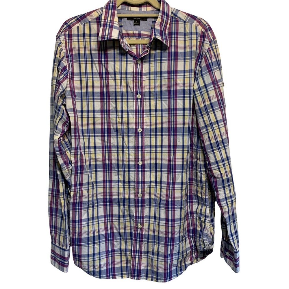 Banana Republic Button Down Shirt Large Plaid Preppy Casual Soft Wash Cotton